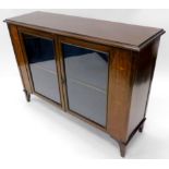 An Edwardian mahogany display cabinet, of rectangular form, with inlaid panels, set with garlands