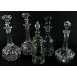 Various 20thC cut glass decanters, moulded glass and others, to include one of circular tapering