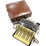 A mid 20thC Salvini Saxony piano accordion, of shaped form with three banks of eight buttons, in