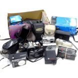 Various cameras and related equipment, Hanimex, Canon, AE-1 programme in leather case, FD50MM 1:1.
