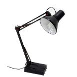 A black enamel Anglepoise type lamp, with plastic base, 81cm high.
