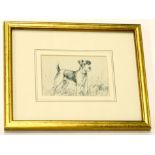 20thC School. Dog in a landscape, print, 9cm x 14cm.