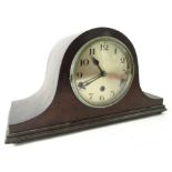 An early 20thC Napoleon hat mantel clock, with shaped case, the 15cm diameter Arabic dial