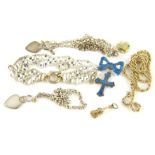 A rope twist necklace, stamped 9kt, 40cm long, a 9ct gold cello charm, 4.8g all in, a heart shaped