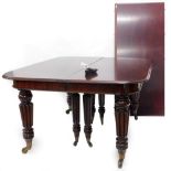 A William IV and later mahogany extending dining table, in the manner of Gillows, the rectangular