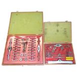 A Roebuck metric M3-M10 TC4 tap and dye set, in oak case, 5cm high, 40cm wide, 25cm deep, and