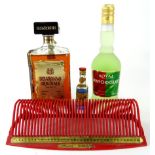 A retro mini Disk-Rak, a bottle of Disarono Amaretto 70cl, a Royal Mint chocolate liqueur and a