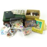 Various stamps and philately. A green stock book, containing various world collector's stamps,