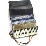 A mid 20thC Serenellini piano accordion, with chrome plated and material front, 22 white keys and