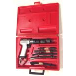 A Snap-On cased screw driver set, with chrome finish main section and various bits, in fitted