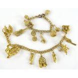 Two various charm bracelets, with a quantity of plated charms, 18cm long etc., the charms to include