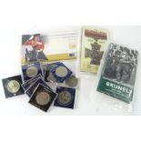 Various coin sets, Equestrian Crown Collection, Victoria Cross 50p, two Brunel coins, a quantity