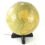 A 20thC Georama 12inch library globe, scale 1:42000000, with Asylum Road Peckham label, on an