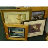 Various prints, pictures frames, David Mark First Light Robin Hood's Bay photographic print, L