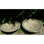 An armada style garden planter trough of circular form, 88cm diameter and another similar (2).