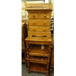 A pine pedestal cabinet of two short and two long drawers, on bracket feet, 54cm high, 44cm wide,