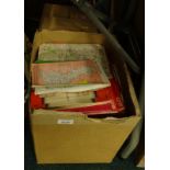 Various OS ordnance survey maps, and a fondue set, boxed.