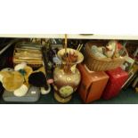 Various ephemera, vases, soft toys, basket, walking sticks, large vase, classical records (a