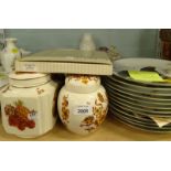 Various pottery, etc., pheasant dinner plates, Sadler storage jars, collectors plate to include