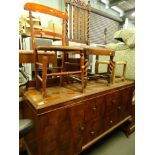 Various furniture, a mid 20thC walnut sideboard, 112cm high, 151cm wide, 46cm deep, a bentwood chair