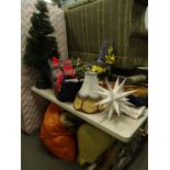 Various sundry items, artificial Christmas tree, 141cm high, star hanging, artificial flowers,
