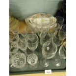 Glassware, to include champagne flutes, cut glass liquor glasses, a Paragon Country Lane pattern