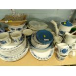 Various pottery and effects, a turquoise floral pattern vintage retro design dinner service, to