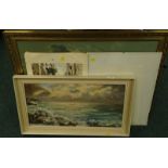 Muriel Reynolds (20thC). Seascape evening, oil on board, attributed to the reverse, 29cm x 60cm,