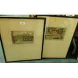 Henry G Walker. Dunster Somerset and Dartmouth, artist signed coloured engravings, a pair, 15cm x