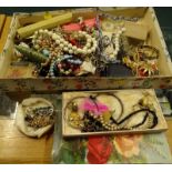 Various costume jewellery, beads, necklaces, bangles, bracelets etc. (1 box).