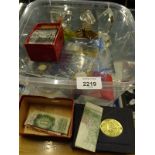 Various perfume, perfume bottles etc., to include Guerlain Mitsouko, a further boxed set, cash tins,