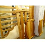 Various pine beds etc., a single bed headboard, 106cm wide, foot board, another similar, two Habitat