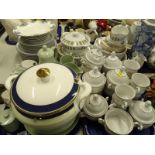 Various pottery and effects, part services, etc, a Royal Albert Blue and White Rose plate, green