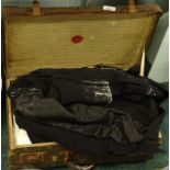 An early 20thC vintage brown leather travel case, with British Make label, containing a quantity