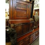 Various furniture, comprising an oak sideboard, drop leaf table, brass standard lamp, Priory style