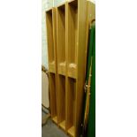Six lightwood CD towers with removable shelves, 203cm high, 19cm wide, 17cm deep.