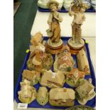 Various Lilliput Lane and other cottages, to include Pear Tree House, 9cm H, a pair of Capodimonte