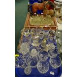 An G.E.L. horse figure group, various drinking glasses, glassware, vases, resin dog ornaments,