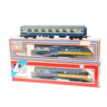 Two Lima OO-gauge InterCity 125 Class 43 HST engines, BR Corporate blue, 205160 and 205164, boxed,