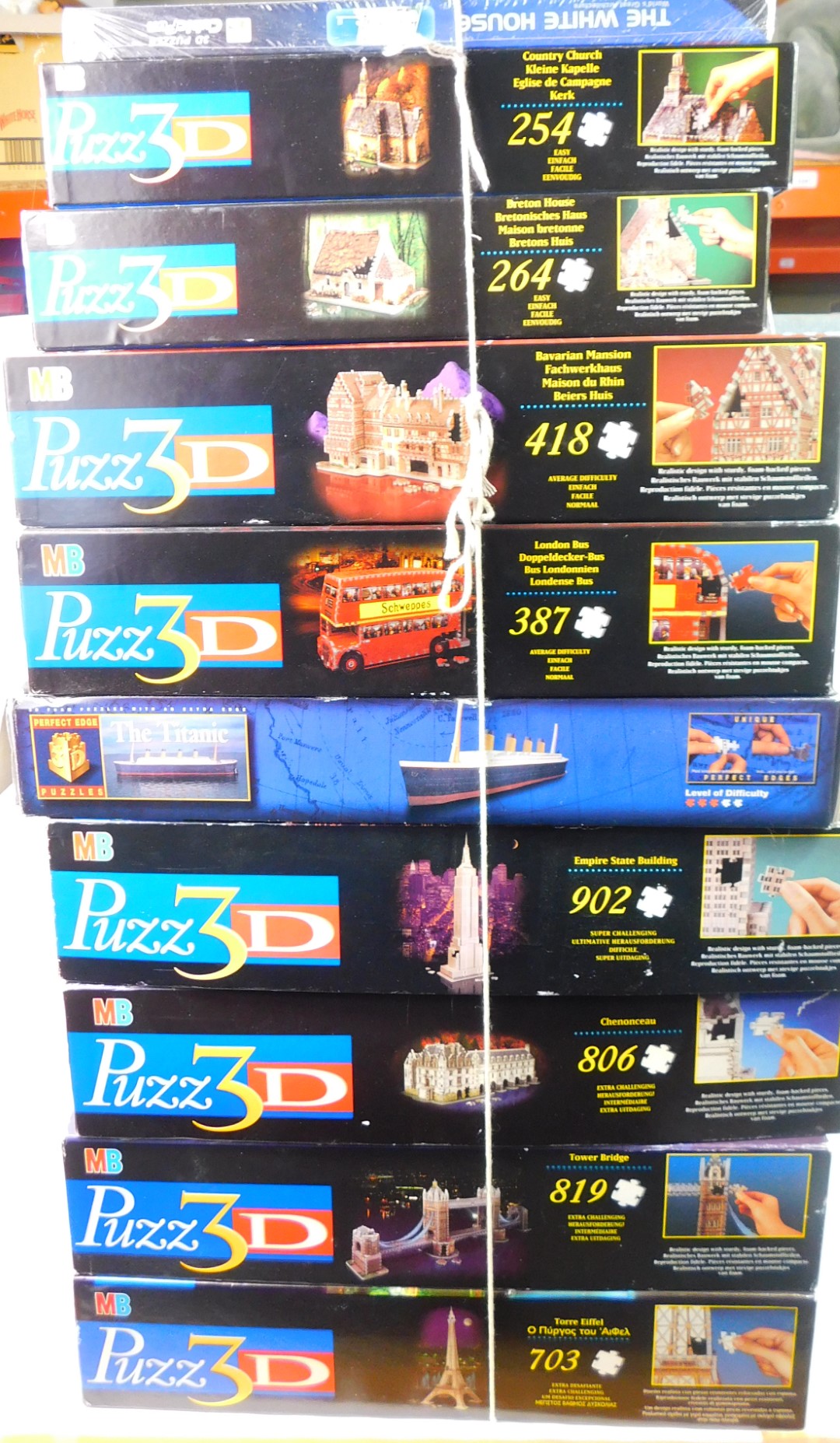 Various Puz 3D MB jigsaw puzzles, including Tower Bridge, Empire State Building. (a quantity)
