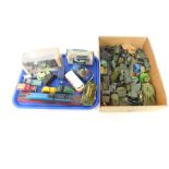 Dinky, Corgi & Matchbox military vehicles, playworn, together with Britain's soldiers, an Atlas