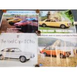 Twenty six 1970's Ford advertising posters, including The Capri, Escort, Granada, Popular, and