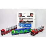 A die cast advertising lorry set Benton Brothers Boston, comprising three cabs, one trailer and a
