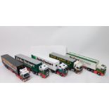 Corgi Eddie Stobart 1:50 scale die cast lorries, Leyland Daf with trailer and four others,