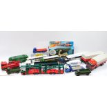 A Dinky Toys Guy flat truck 512, Matchbox Super Kings K-121 Peterbuilt wreck truck, and further