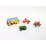 Die cast agricultural vehicles, comprising an Animate Toy baby tractor, clockwork Minic caterpillar,