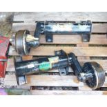 A pair of Knott type 16-1365 trailer suspension units, with hubs and brake assembly, 450kg.