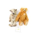 A handmade Ridibars plush jointed teddy bear, in white, 41cm high and a Steiff brown bear with