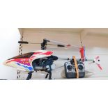 A Nexus NXS Kyosho remote control helicopter XP642, probably a 30 series, partially decorated,