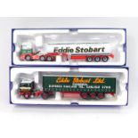 Corgi die cast 1:50 scale lorries, Scania CC13775 fuel tanker and CC15508 Volvo curtain side, boxed.